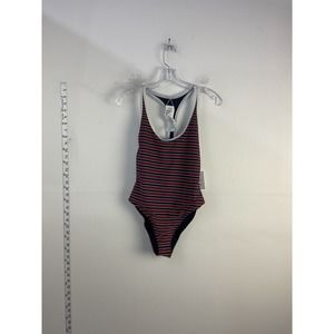 NWT RVCA Red Blue Stripes One Piece Swimsuit for Women - Size 1/Small